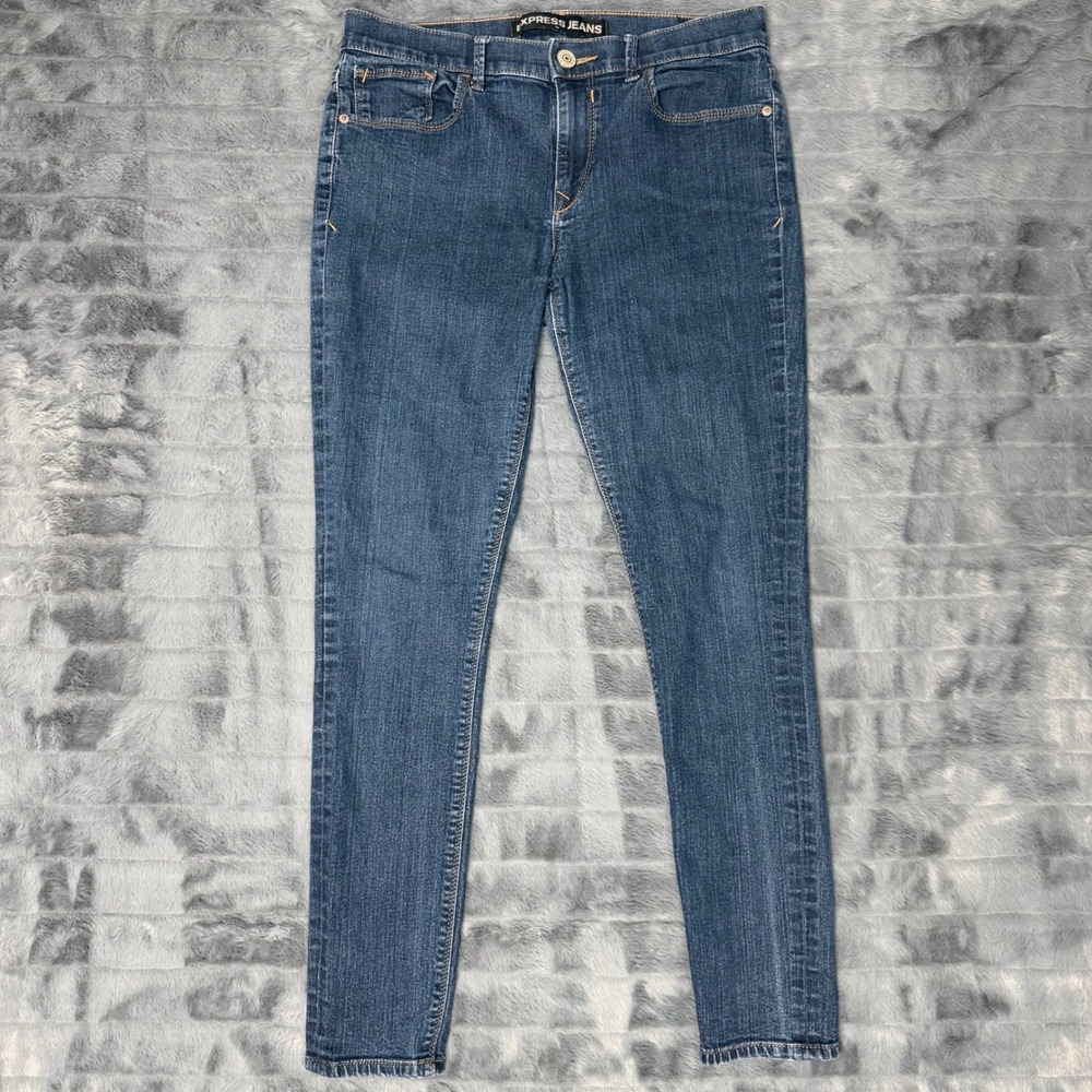 Express Jeans Mia Mid Rise Legging Dark Wash Skinny Denim Womens 10R